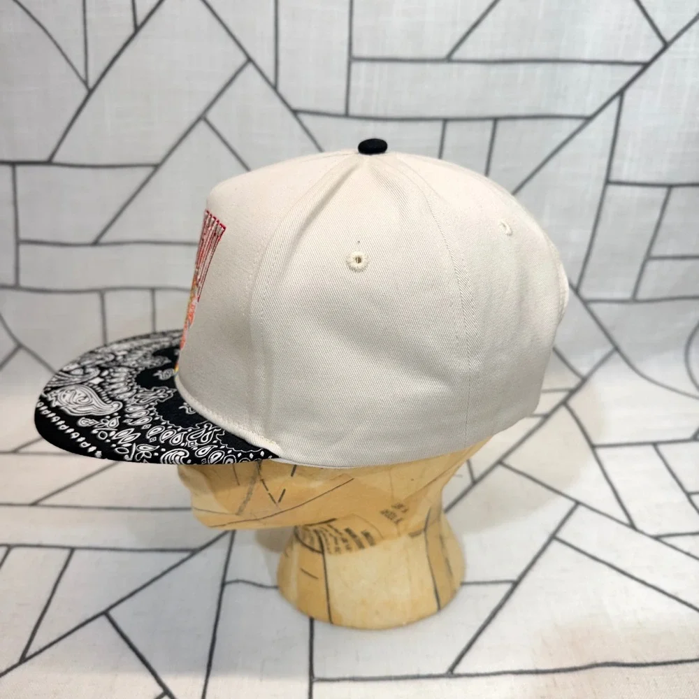 True Religion Snapback Hat OS Cream Paisley Bandana World Tour Champs Cap
